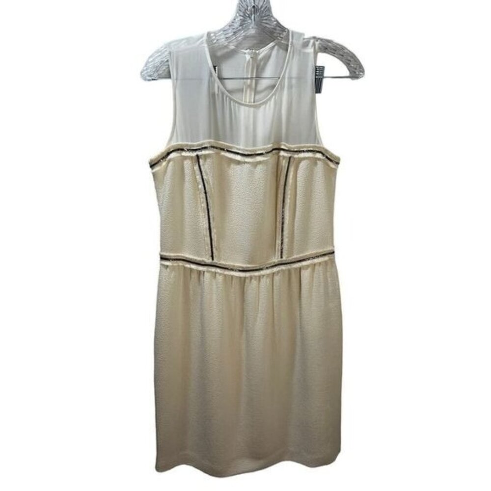 Sandro Rapprochement Ivory White Sleeveless Chainlink Trim Mini Dress 3‎ NEW